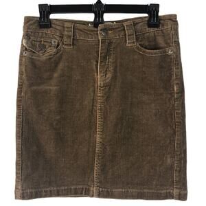 Picasso Style Y2K Mini Skirt Sz Small Brown Corduroy Boho Pockets Pencil